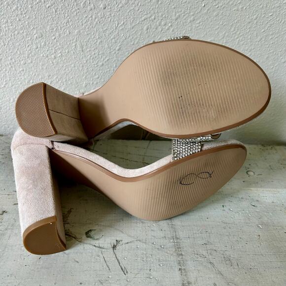 Steve Madden Kalina Embellished Rhinestone ankle strap heels sandal bling tan 8 - Picture 11 of 11